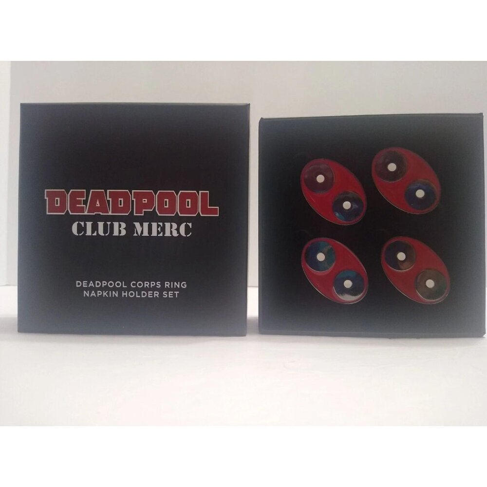 Loot Crate Deadpool Corps Napkin Rings Holder Set Merc Club Exclusive NIB